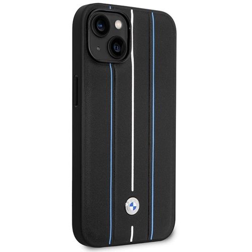 Case BMW BMHCP14S22RVSK iPhone 14 6.1" black/black hardcase Leather Stamp Blue Lines, BMW 3666339066321 3666339066321