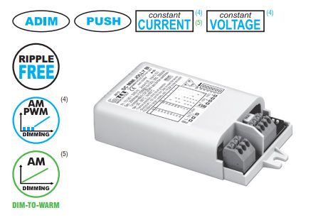 20W srovės šaltinis LED 250-900mA 3-53V, DIP-SWITCH, 12V(900mA), 24V(900mA); valdomas AM(1-10V), PUSH 151404