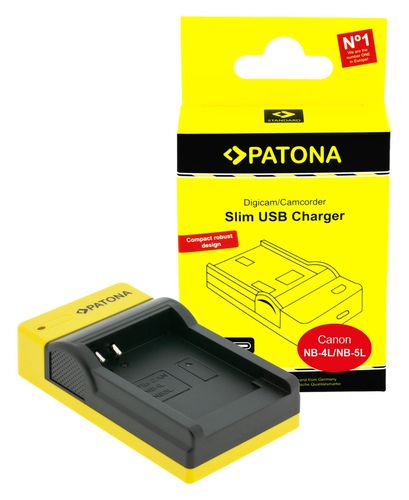 PATONA Slim USB charger with USB-C input for Canon NB-4L Digital Ixus i zoom i zoom i7 i7 800 IS 850 IS, PATONA 151504 4055655203388