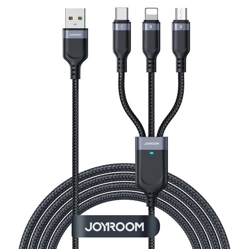 Joyroom Multi-Use Series S-A18 3in1 USB-A - Lightning / USB-C / micro USB cable 0.3m - black, Joyroom 6956116758592 6956116758592