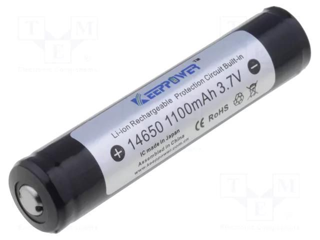 Re-battery: Li-Ion; 14650,7/5AA; 3.7V; 1000mAh; Ø14x66mm KEEPPOWER ACCU-ICR14650