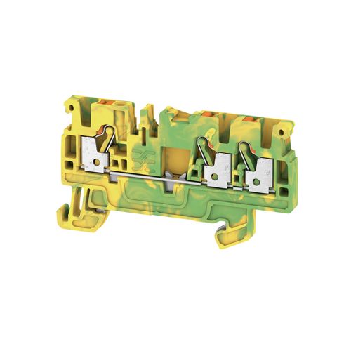 PE terminal, PUSH IN, 2.5 mm², 800 V, Number of connections: 3, Number of levels: 1, Green/yellow, orange Weidmuller 1521670000 04050118328196