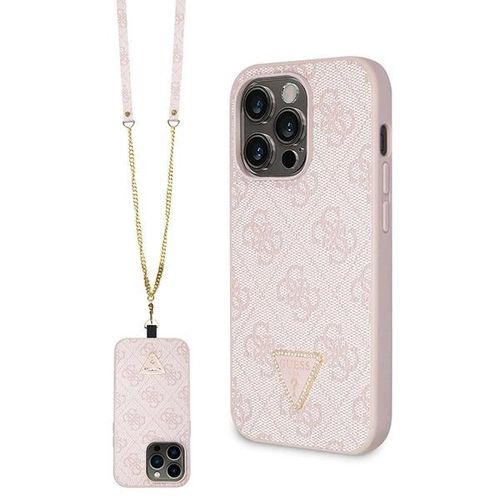 Guess GUHCP14LP4TDSCPP case for iPhone 14 Pro - pink Crossbody 4G Metal Logo, Guess 3666339147204 3666339147204