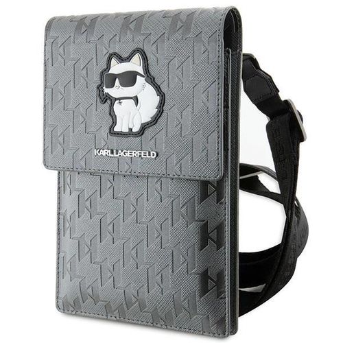 Karl Lagerfeld Case KLWBSAKHPCG Handbag - Silver Saffiano Monogram Choupette, Karl Lagerfeld 3666339170639 3666339170639