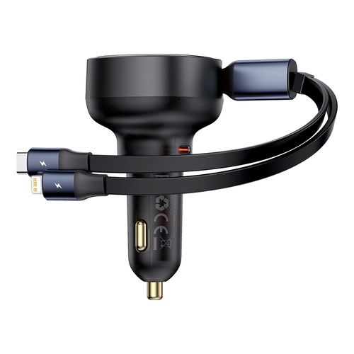 Baseus Enjoyment USB-C car charger with USB-C / Lightning 60W cable - black, Baseus 6932172641641 6932172641641