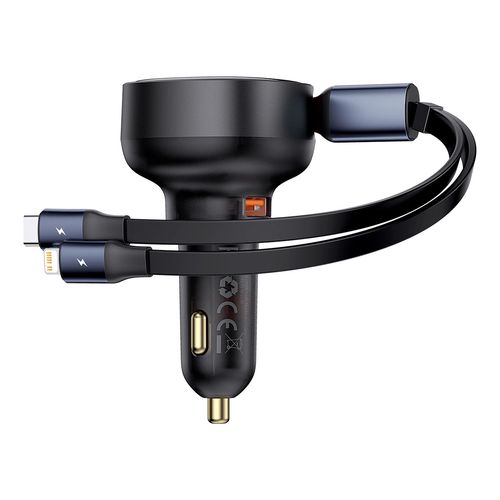 Baseus Enjoyment USB-A car charger with USB-C / Lightning 60W cable - black, Baseus 6932172641634 6932172641634