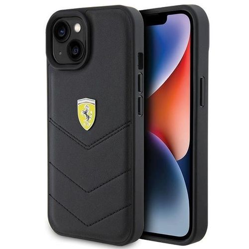 Ferrari Quilted Metal Logo case for iPhone 15 - black, Ferrari 3666339171032 3666339171032