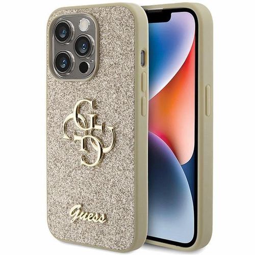 Guess Glitter Script Big 4G iPhone 15 Pro Case - Gold, Guess 3666339147808 3666339147808