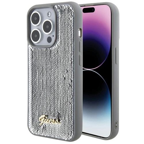 Guess Sequin Script Metal case for iPhone 15 Pro - silver, Guess 3666339173173 3666339173173