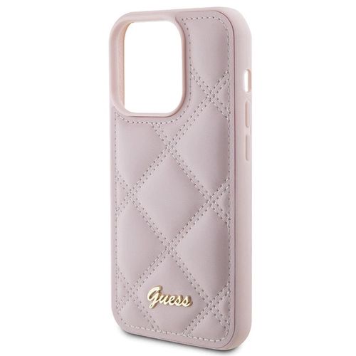 Guess Quilted Metal Logo case for iPhone 15 Pro - pink, Guess 3666339149765 3666339149765