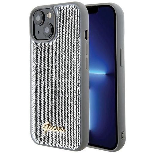 Guess Sequin Script Metal case for iPhone 15 - silver, Guess 3666339173159