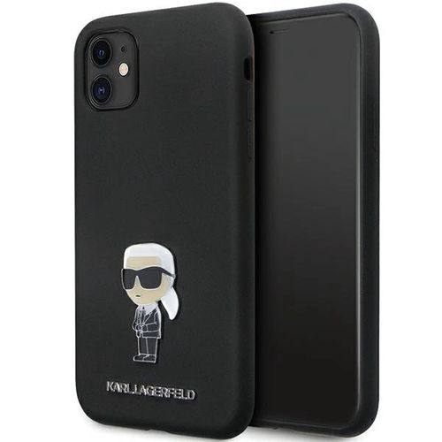 Karl Lagerfeld KLHCN61SMHKNPK case for iPhone 11 / Xr - black Silicone Ikonik Metal Pin, Karl Lagerfeld 3666339165918 3666339165918