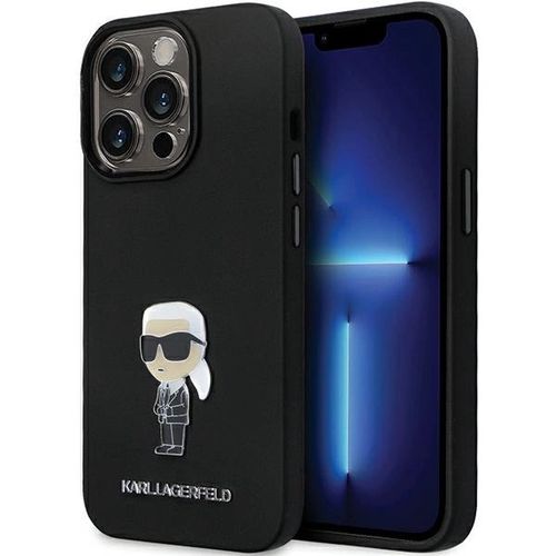 Karl Lagerfeld KLHCP13LSMHKNPK case for iPhone 13 Pro / 13 - black Silicone Ikonik Metal Pin, Karl Lagerfeld 3666339165932 3666339165932