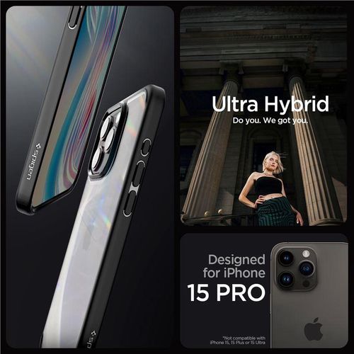 Spigen Crystal Hybrid iPhone 15 Pro Case - Black, Spigen 8809896747837 8809896747837