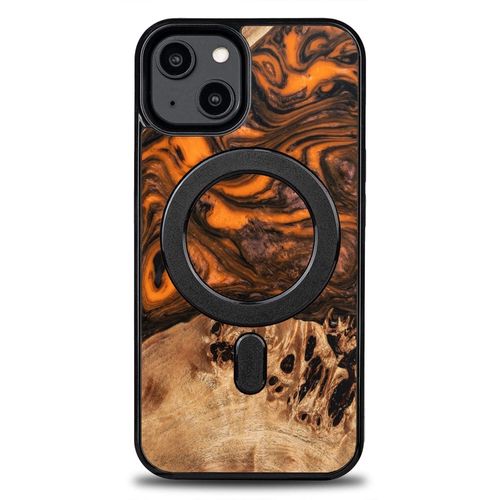 Wood and resin case for iPhone 15 MagSafe Bewood Unique Orange - orange and black, Bewood 5907511792668 5907511792668