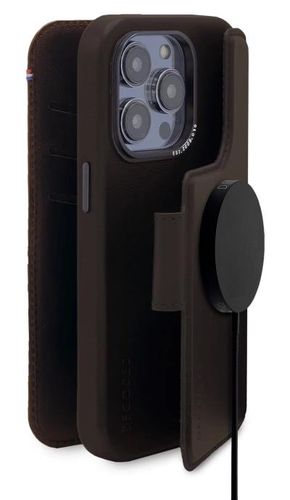 Decoded Detachable Wallet Case Leather with MagSafe with Flip for iPhone 14 Pro - Brown, Decoded D23IPO14PDW5CHB