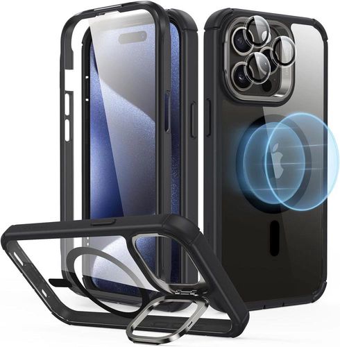 ESR Armor Tough Kickstand Halolock Case with MagSafe for iPhone 15 Pro - Clear Black, ESR 4894240176634 4894240176634