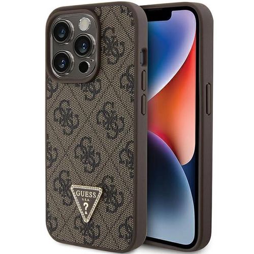 Guess GUHCP15LP4TDPW iPhone 15 Pro 6.1&quot; brown/brown hardcase Leather 4G Triangle Strass, Guess 3666339146405 3666339146405