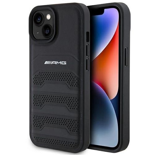 AMG Leather Debossed Lines case for iPhone 15 Plus - black, Mercedes 3666339170721 3666339170721