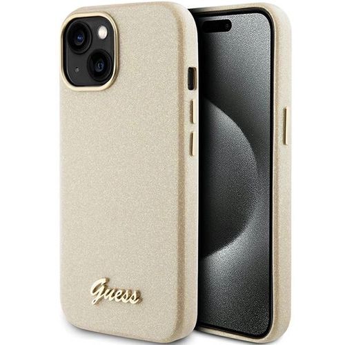 Guess Glitter Glossy Script case for iPhone 15 - gold, Guess 3666339155483 3666339155483
