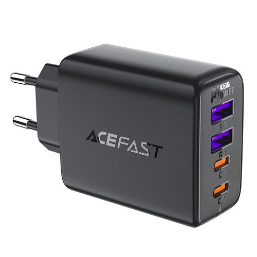 Acefast A61 PD 45W GaN charger 2 x USB-C + 2 x USB-A with 4 ports - black, Acefast 6974316282754 6974316282754