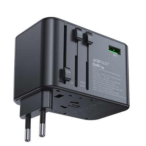Acefast Z1 GaN 75W PD travel charger adapter 3x USB-C 2x USB-A - black, Acefast 6974316282495 6974316282495