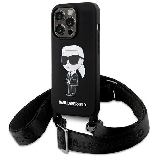 Karl Lagerfeld KLHCP15XSCBSKNK iPhone 15 Pro Max 6.7&quot; hardcase black/black Crossbody Silicone Ikonik, Karl Lagerfeld 3666339167462 3666339167462
