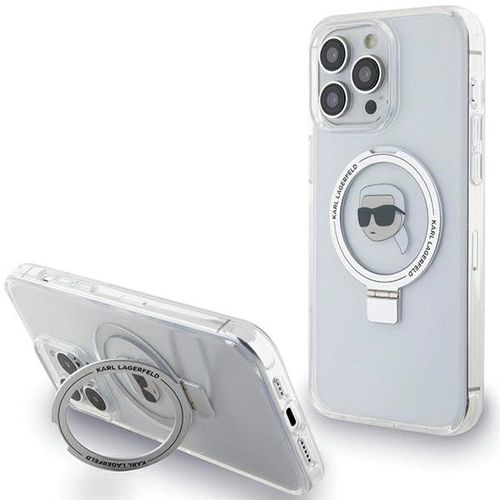 Karl Lagerfeld KLHMP15LHMRSKHH iPhone 15 Pro 6.1&quot; white/white hardcase Ring Stand Karl Head MagSafe, Karl Lagerfeld 3666339168537 3666339168537