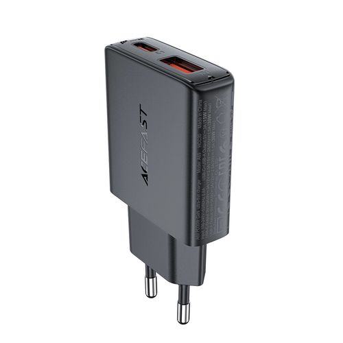 Acefast A69 PD 30W GaN USB-A USB-C ultra slim wall charger - black, Acefast 6974316282709 6974316282709