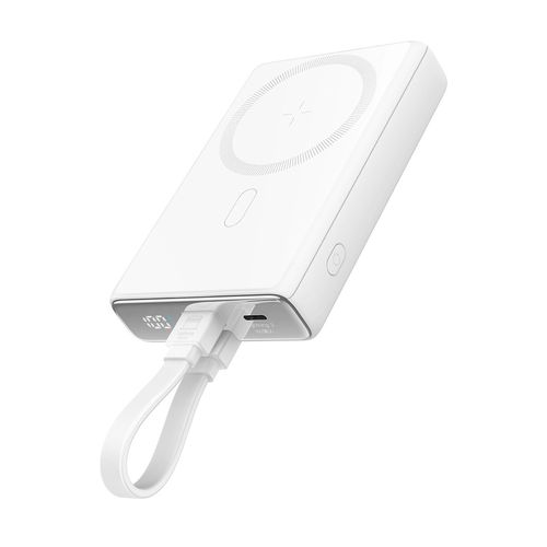 Powerbank Joyroom JR-PBM01 magnetic 10000mAh 20W with stand + Lightning cable - USB-C - white, Joyroom 6941237112545