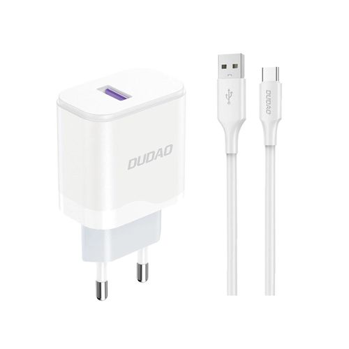 Dudao A20EU USB-A 18W network charger - white + USB-A - USB-C cable, Dudao 6976625332007 6976625332007