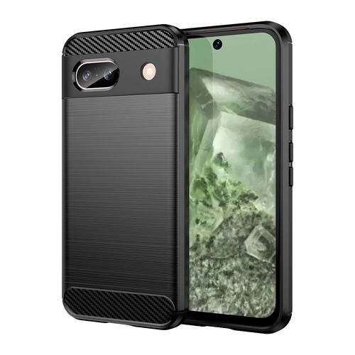 Carbon Case for Google Pixel 8A Flexible Silicone Carbon Cover - Black, Hurtel 5907769359408 5907769359408