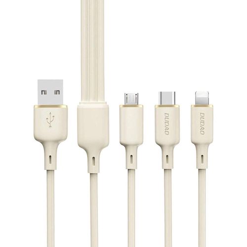 Dudao L7SE 3in1 USB-A - 2x USB-C / Lightning 66W Cable 1.2m - beige, Dudao 6976625331055 6976625331055