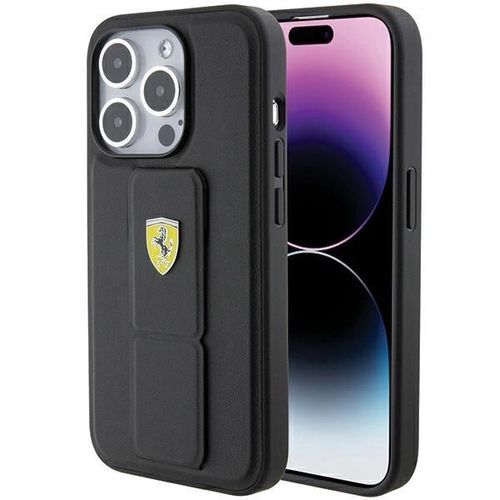 Ferrari Grip Stand Metal Logo case for iPhone 15 Pro - black, Ferrari 3666339201852 3666339201852