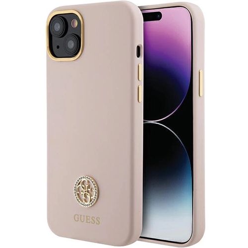 Guess Silicone Logo Strass 4G case for iPhone 15 - light pink, Guess 3666339148904 3666339148904
