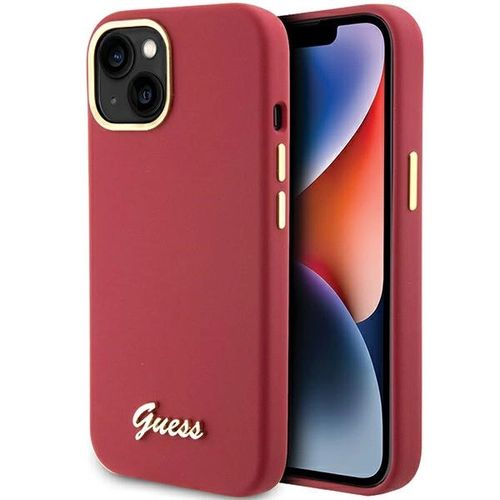 Guess Silicone Script Metal Logo &amp; Frame case for iPhone 15 - red, Guess 3666339149048 3666339149048