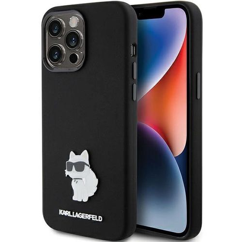 Karl Lagerfeld Silicone Choupette Metal Pin case for iPhone 15 Pro Max - black, Karl Lagerfeld 3666339166380 3666339166380