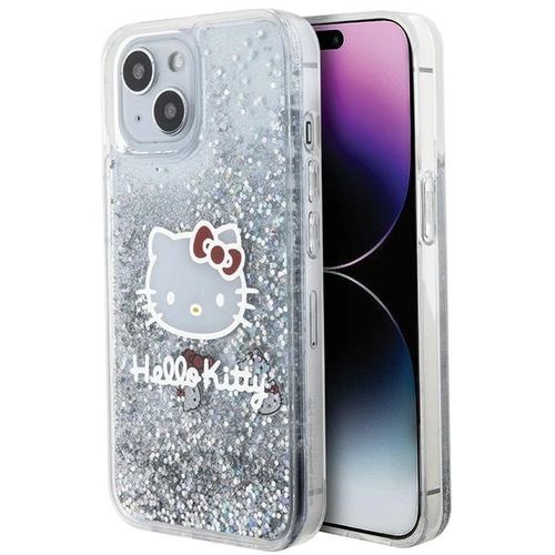 Hello Kitty Liquid Glitter Charms Kitty Head case for iPhone 15 - silver, Hello Kitty 3666339186203