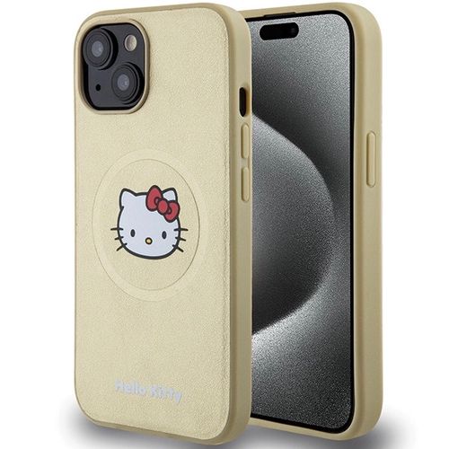 Hello Kitty Leather Kitty Head MagSafe case for iPhone 15 - gold, Hello Kitty 3666339189068