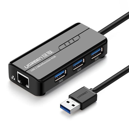 Ugreen 20265 USB-A / RJ45 1000 Mbps HUB 3x USB 3.0 network adapter - black, Ugreen 6957303822652 6957303822652