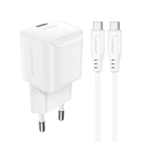 Acefast A73 Mini PD 20W GaN wall charger + USB-C cable - white, Acefast 6974316282655 6974316282655