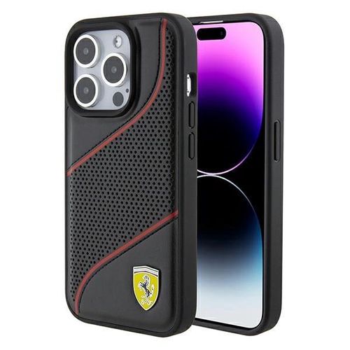 Ferrari Perforated Waves Metal Logo case for iPhone 15 Pro - black, Ferrari 3666339182090 3666339182090