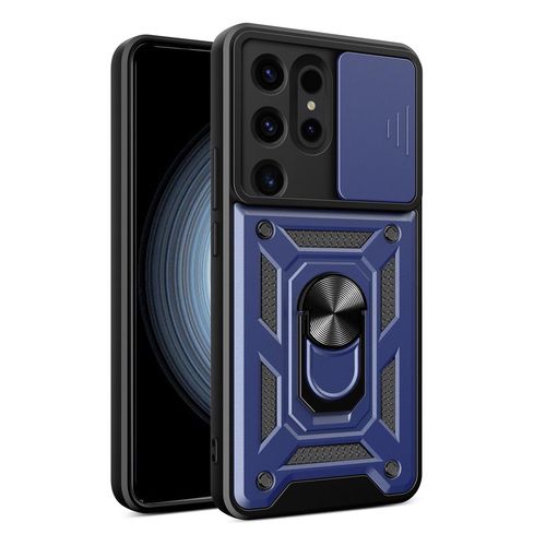 Hybrid Armor Camshield case for Samsung Galaxy S24 Ultra armored with camera cover - blue, Hurtel 5907769310478