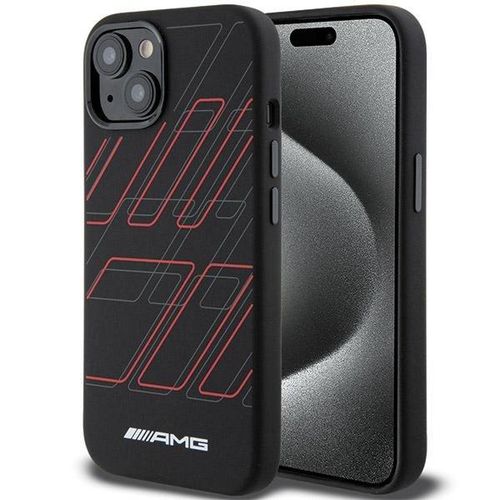 AMG Silicone Large Rhombuses Pattern MagSafe Case for iPhone 15 Plus / 14 Plus - Black, Mercedes 3666339141172 3666339141172