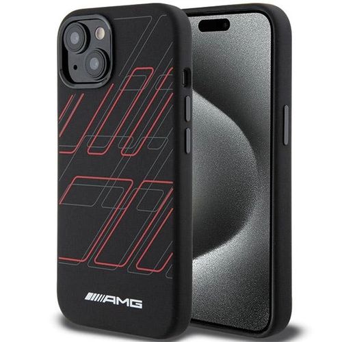 AMG Silicone Large Rhombuses Pattern MagSafe Case for iPhone 15/14/13 - Black, Mercedes 3666339141165 3666339141165
