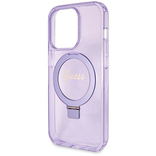 Guess Ring Stand Script Glitter MagSafe case for iPhone 13 Pro Max - purple, Guess 3666339156695 3666339156695
