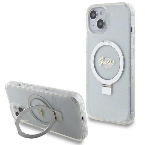 Guess Ring Stand Script Glitter MagSafe case for iPhone 15 / 14 / 13 - transparent, Guess 3666339156602 3666339156602