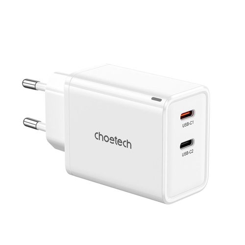 Choetech PD6013 2x USB-C PD 65W GaN wall charger - white, Choetech 6932112104380 6932112104380