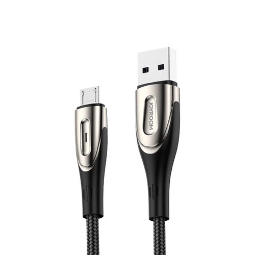 Joyroom Sharp Series S-M411 USB-A / micro USB 3A 1.2m Cable with Charging Indicator - Black, Joyroom 6956116798895 6956116798895