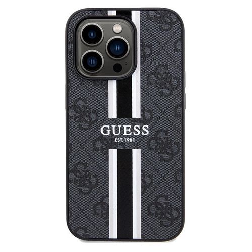 Guess 4G Printed Stripes MagSafe case for iPhone 15 Pro Max - black, Guess 3666339209742 3666339209742